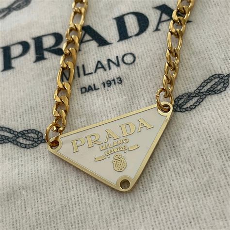 prada gold chain necklace|repurposed prada necklace.